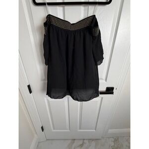 AGACI Toto Collection Black Studded Off Shoulder Blouse Plus Size 1X NWT 14687-T